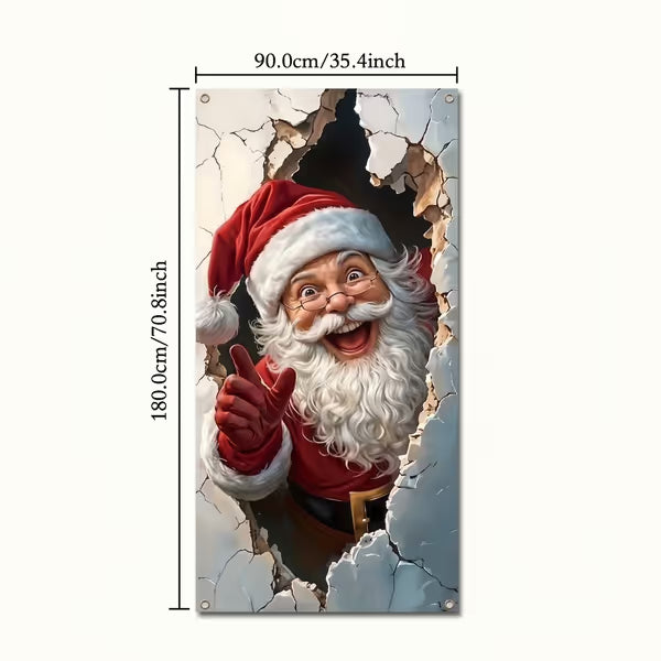 Stretch-Fit Santa & Reindeer Christmas Door Cover