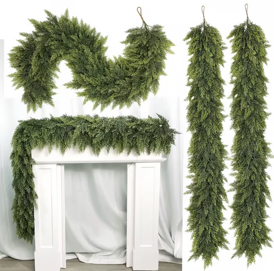 Real Touch Christmas Cedar Garland – Set of 2
