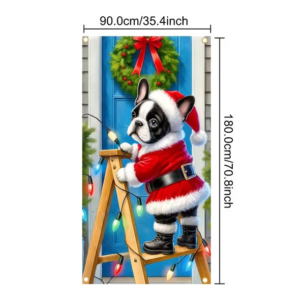 Stretch-Fit Santa & Reindeer Christmas Door Cover