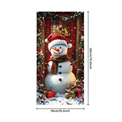 Stretch-Fit Santa & Reindeer Christmas Door Cover