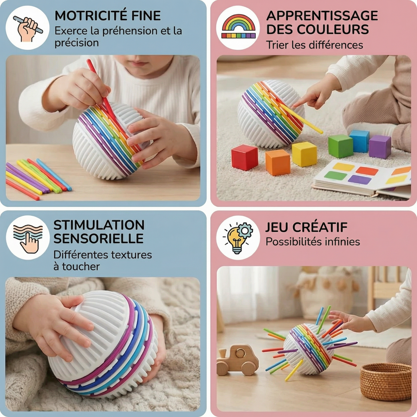 Montessori Sensory Ball – Silicone Toy for Color Learning and Motor Skill Development