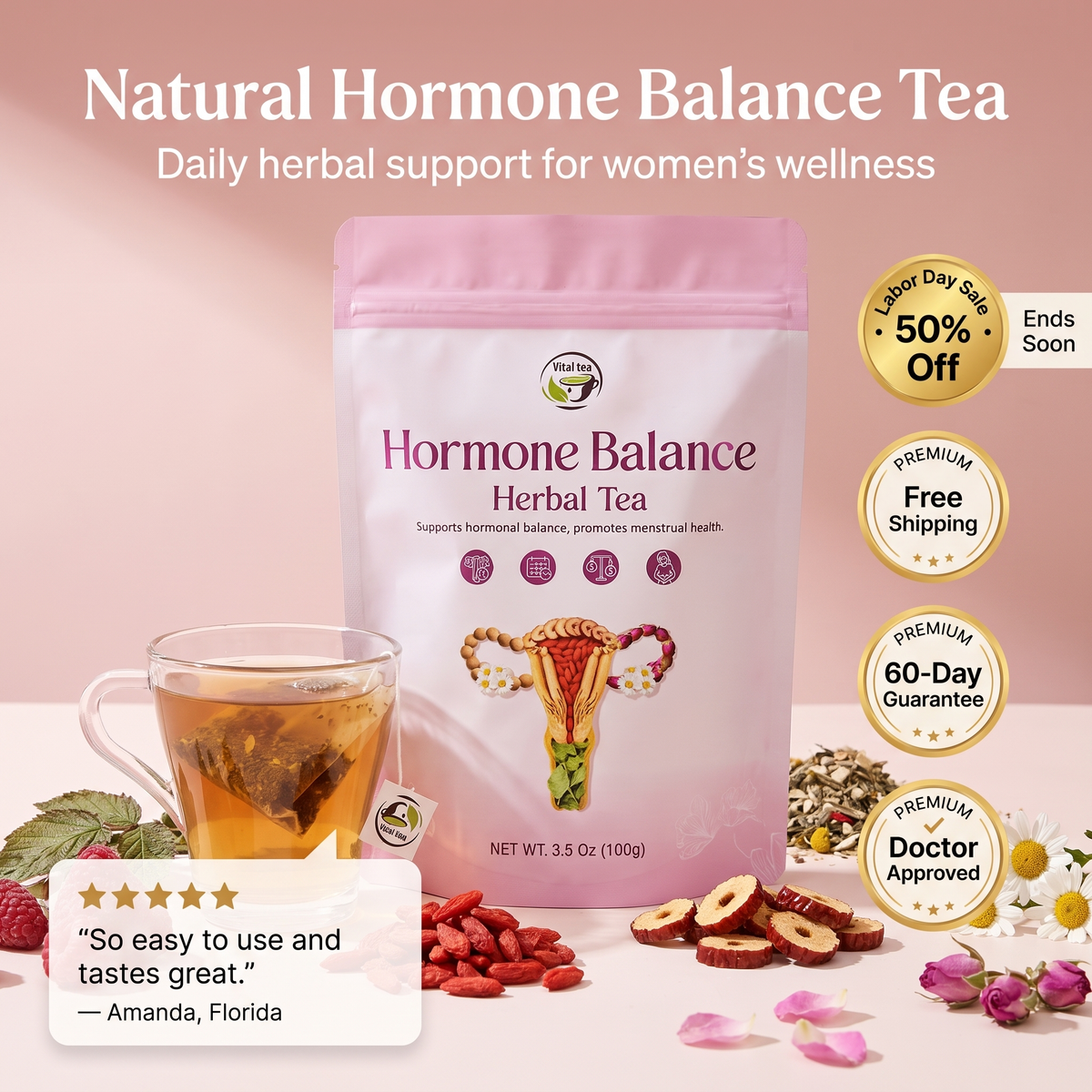 Hormone Balance Tea – Support for PMS, Cramps, Mood & Energy