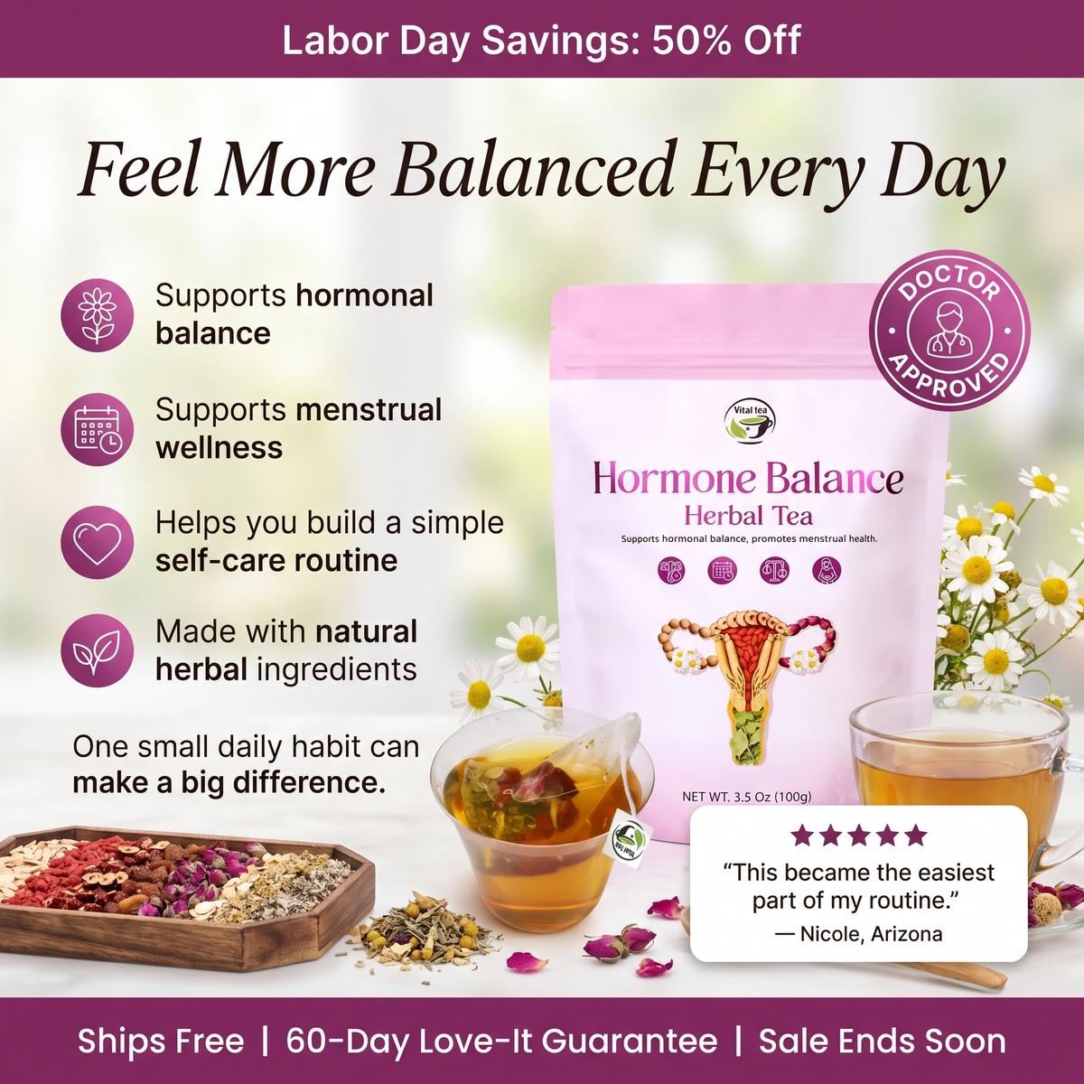 Hormone Balance Tea – Support for PMS, Cramps, Mood & Energy
