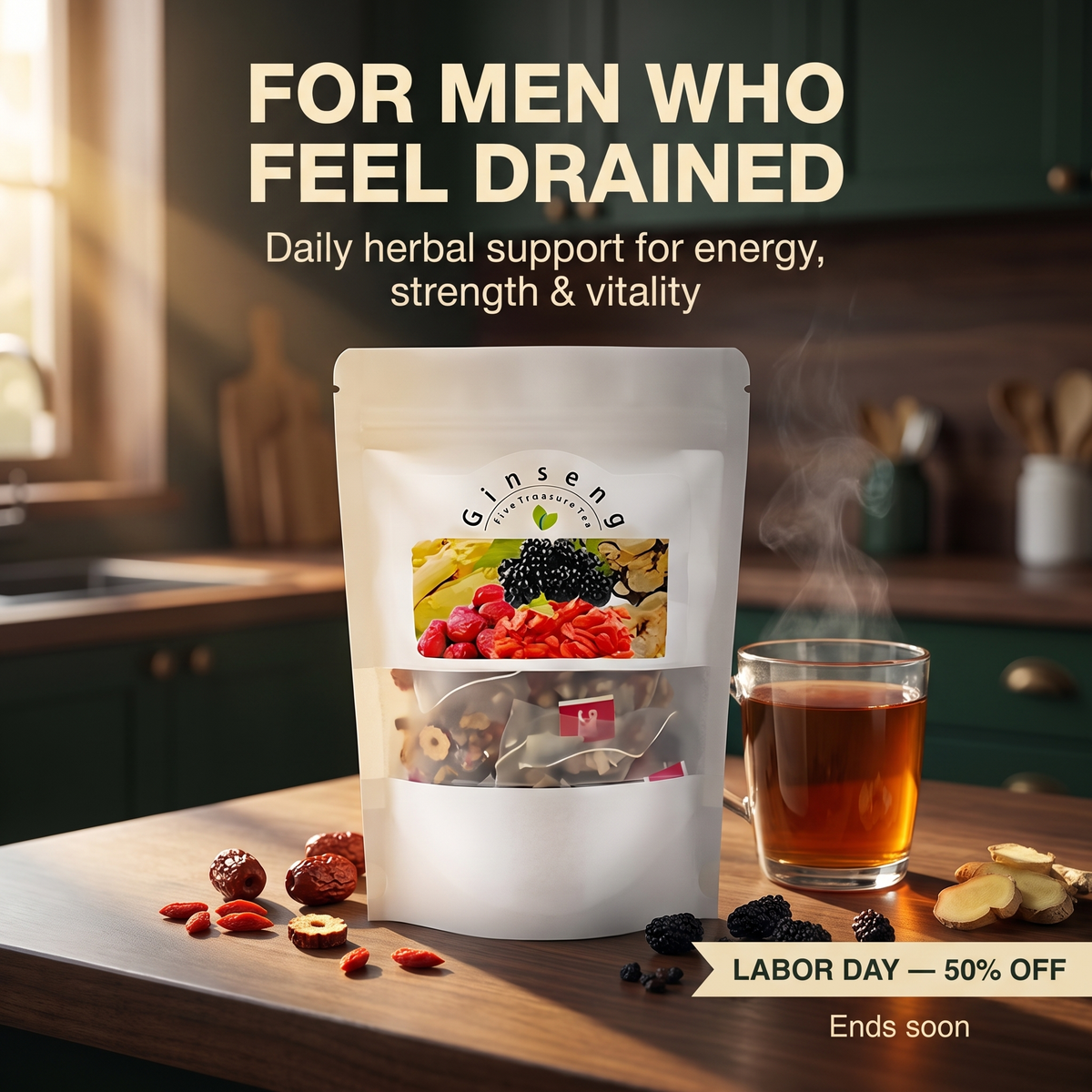 Men’s Vitality Tea – Daily Herbal Support for Energy, Strength & Drive