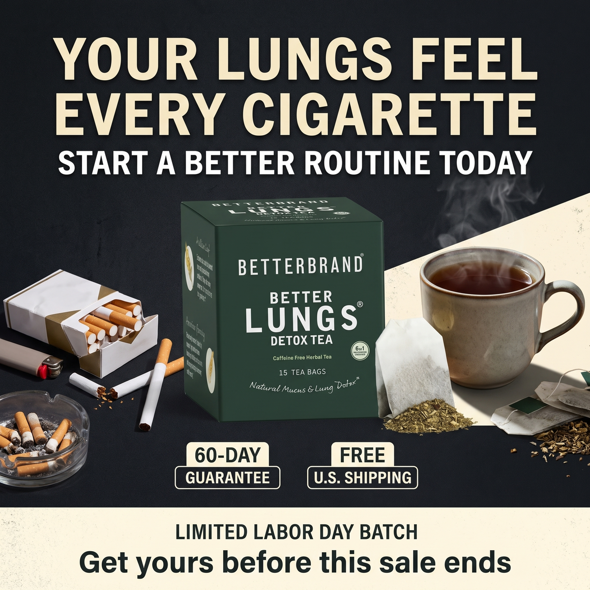 Smoker’s Lung Support Tea – Herbal Mucus & Breathing Support for Smokers & Vapers