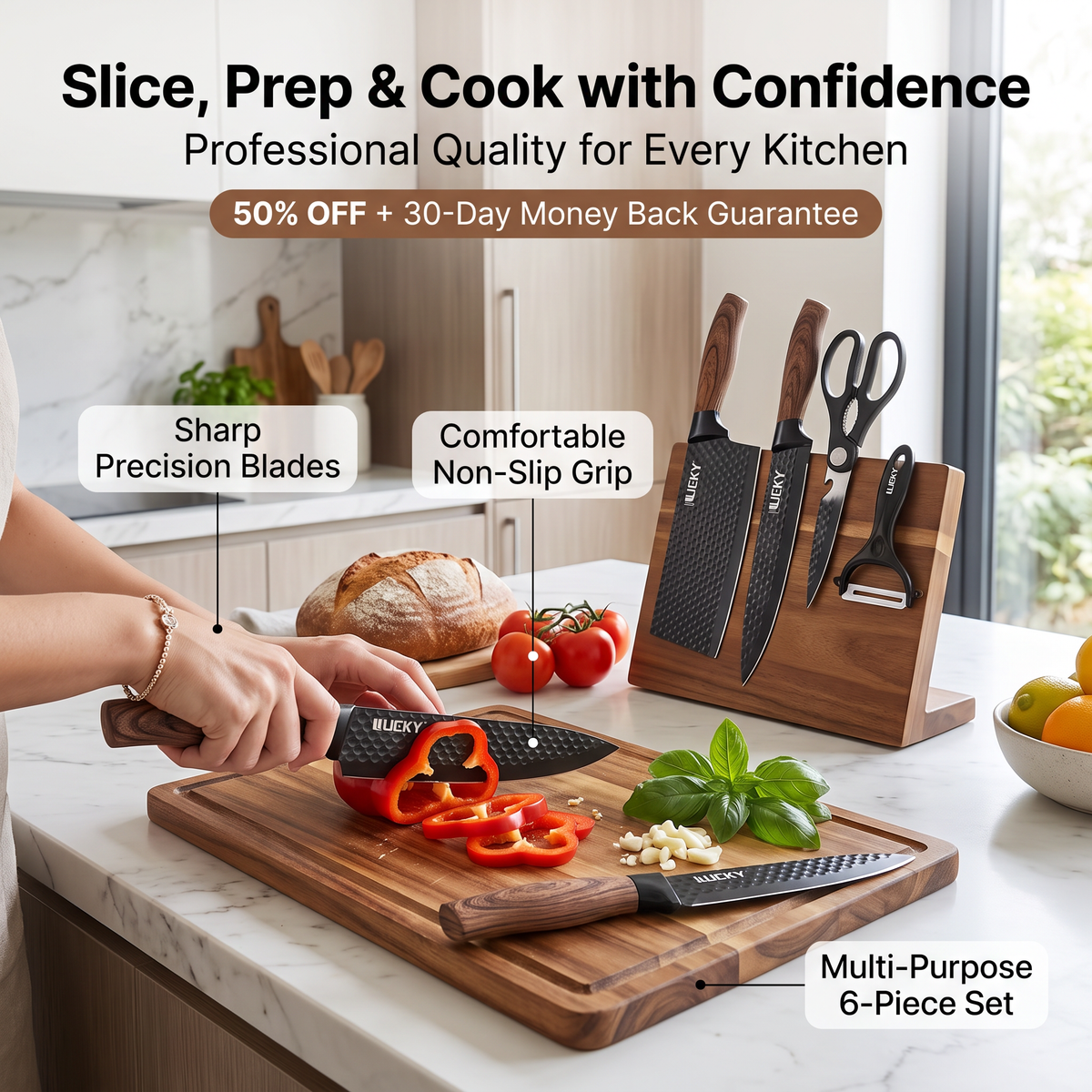 Professional 6-Piece Kitchen Knife Set – Precision Cutting for Every Kitchen