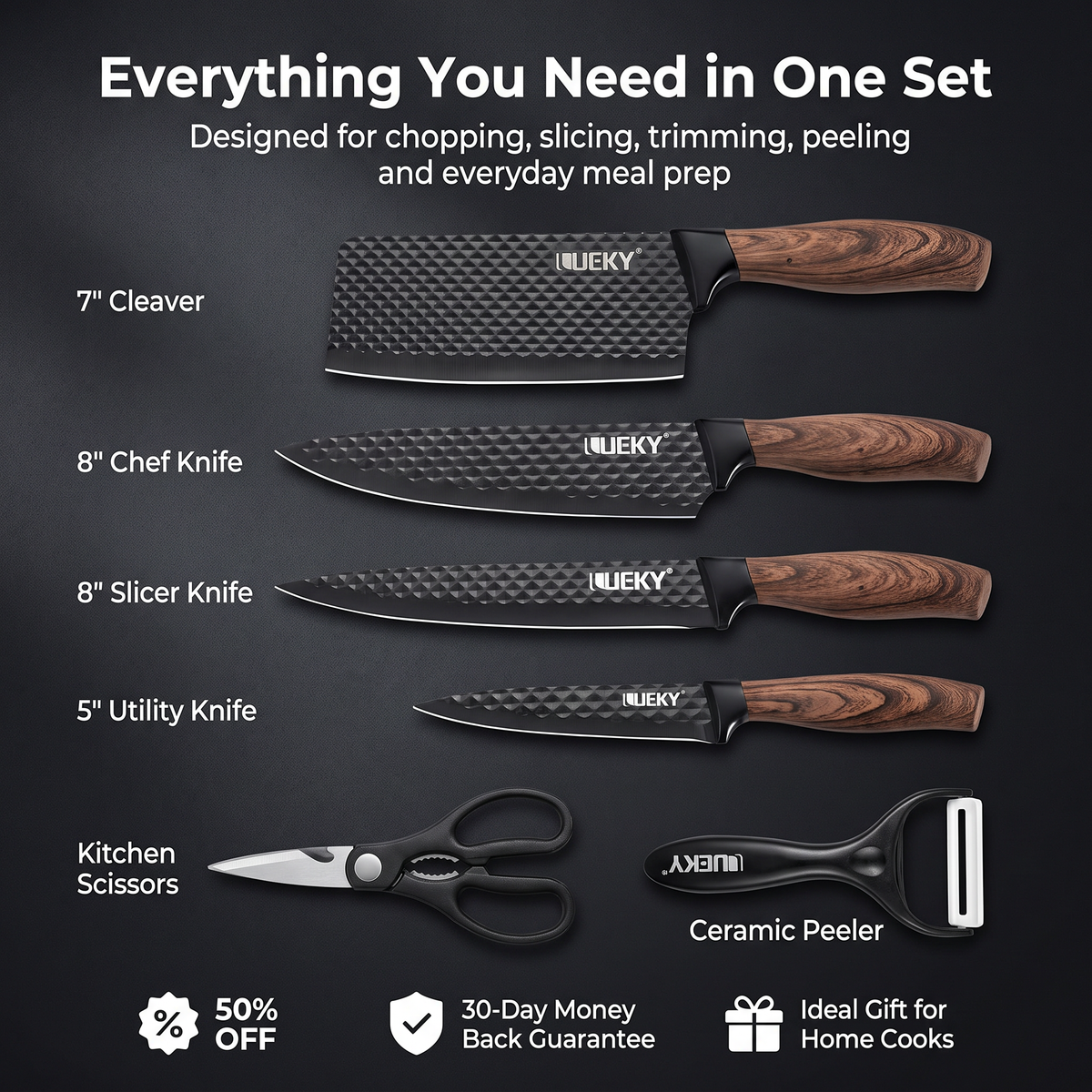 Professional 6-Piece Kitchen Knife Set – Precision Cutting for Every Kitchen