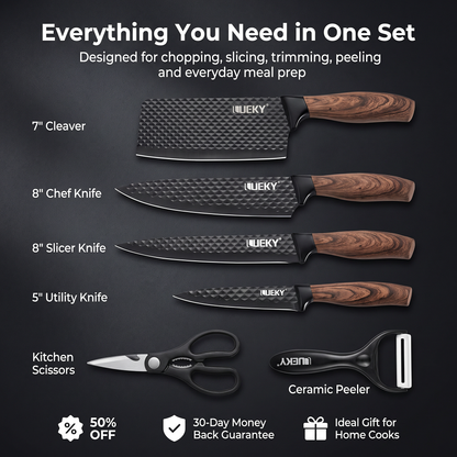 Professional 6-Piece Kitchen Knife Set – Precision Cutting for Every Kitchen