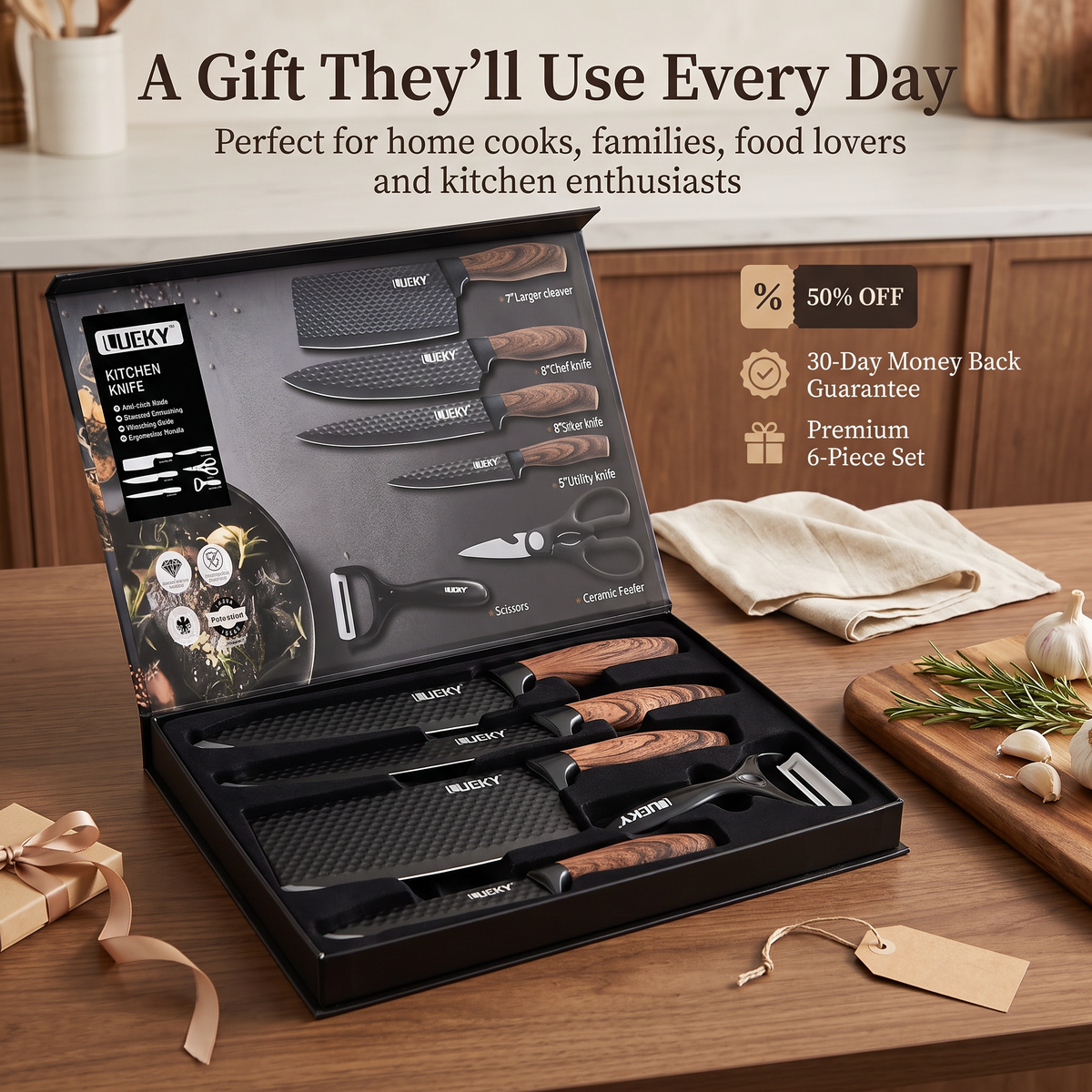 Professional 6-Piece Kitchen Knife Set – Precision Cutting for Every Kitchen