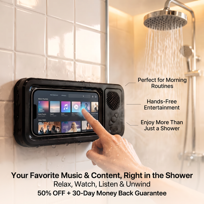 Waterproof Smart Shower Screen – Watch Videos, Play Music & Enjoy Your Favorite Apps