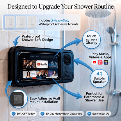 Waterproof Smart Shower Screen – Watch Videos, Play Music & Enjoy Your Favorite Apps