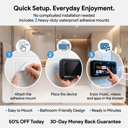 Waterproof Smart Shower Screen – Watch Videos, Play Music & Enjoy Your Favorite Apps
